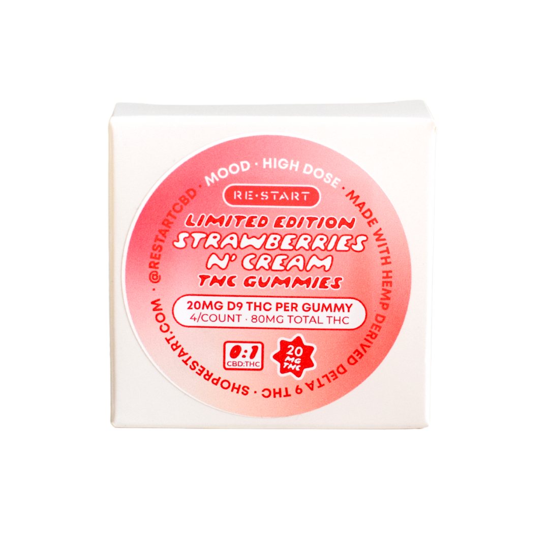 Delta 9 THC 20MG Gummies Strawberries n' Cream / 4-ct